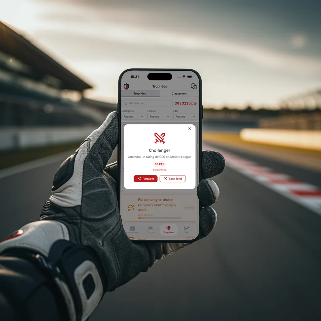 Notification de trophée débloqué sur l'application
